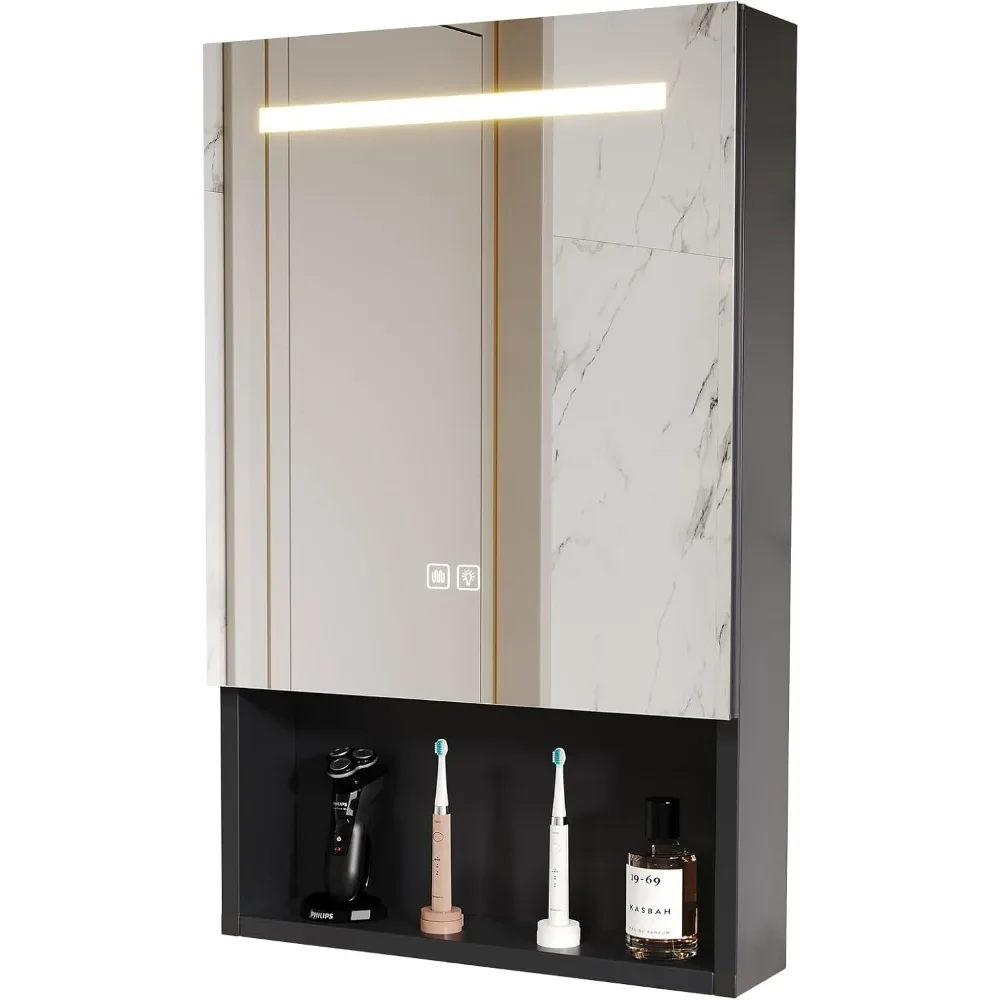 Bathroom cabinet with mirror door 15.7x27.5 inch wall mounted mirror cabinet black aluminum waterproof and rust proof