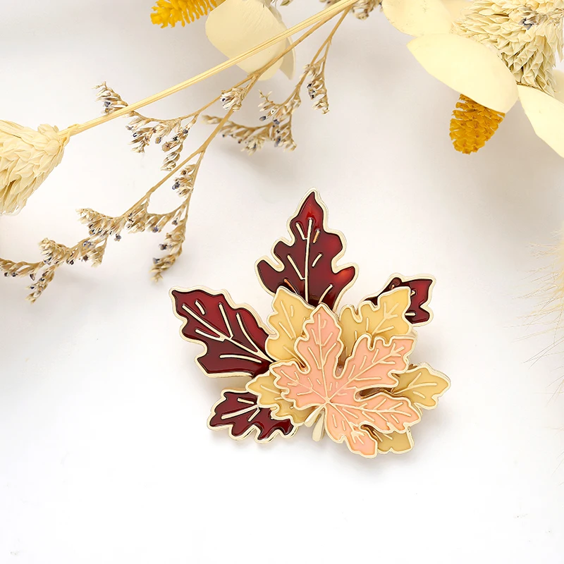 Maple Leaf Soft Enamel Pin Custom Multi-layer Brooches Bag Lapel Pin Cartoon Plant Jewelry Gift for Kids Friends