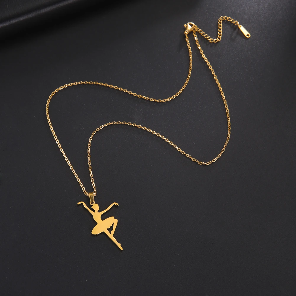Kkjoy Mode Edelstahl Gold Farbe Ballerina Anhänger Halskette Für Frauen Tanzen Mädchen Schmuck Geburtstag Geschenk Großhandel – Detail 14