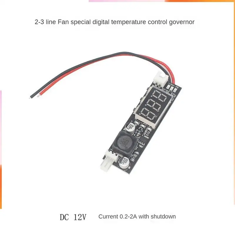 A92Z DC 12V PWM 2-3 Wire Fan Temperature Controller Speed Governor Display Module For PC Fan/Alarm Durable , Ring Probe