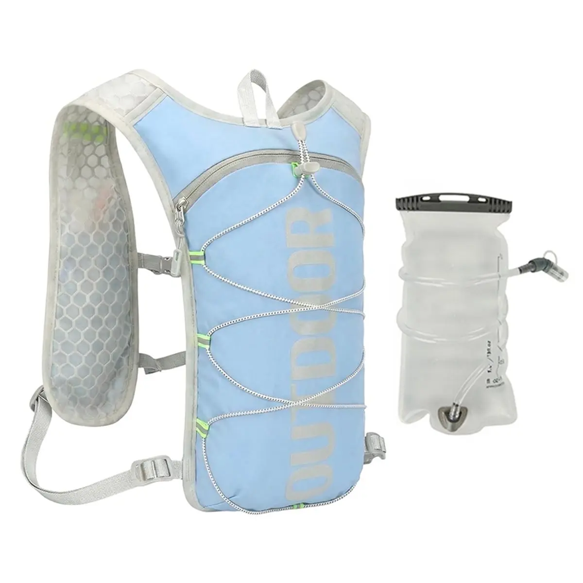 T22C Running Hydration Vest with 1.5L Hydration Bladders Reflective Running Backpack Breathable Light Running Vest Blue