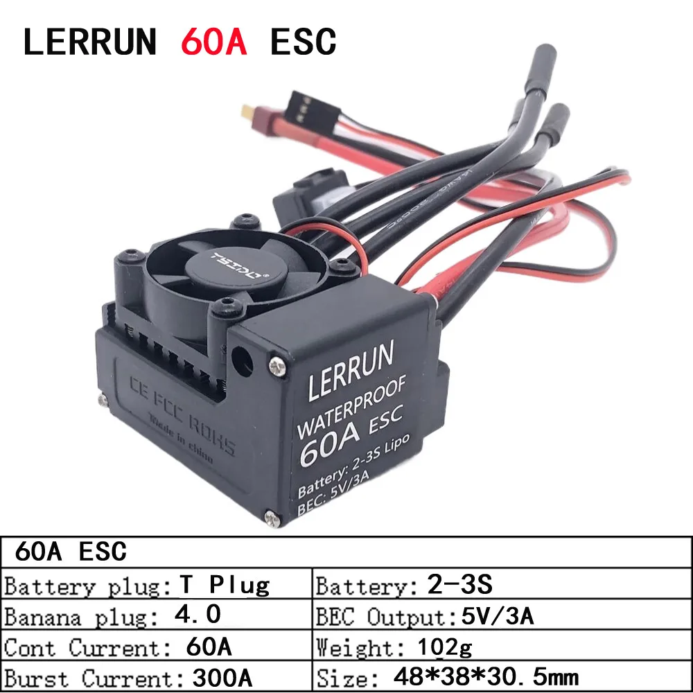 Waterproof 1:10 1:12 1:14 RC Part F540 3300KV 4370KV Brushless Motor 60A ESC for Wltoys 124007 124017 144001 124016 Truck Buggy