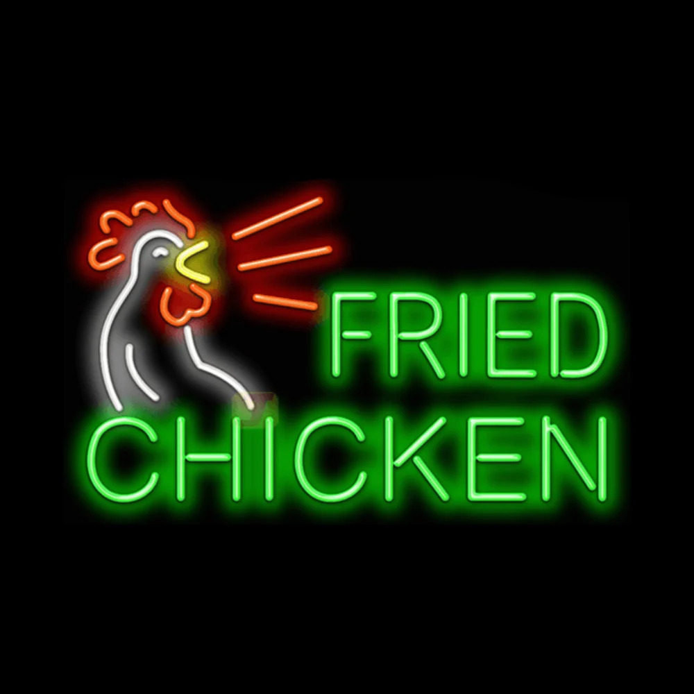 Fried Chicken Dish Neon Sign Light Custom Handmade Real Glass Tube Store Restaurant Advertise Room Decor Display Lamp 19