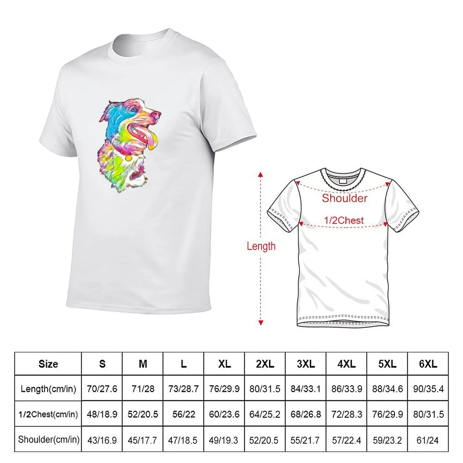 Rainbow Watercolor Australian Shepherd Dog Sticker and Phone Case T-Shirt t shirt for man t shirt man cotton T-Shirt
