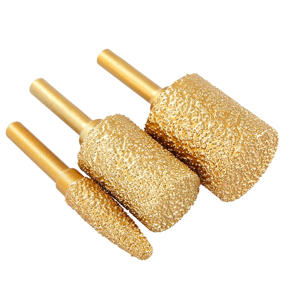 LOZLIN 6mm Shank Brazed Diamond Grinding and Polishing Head for Cast Iron Stone Marble Tile - Deburring Metal Processing Carve
