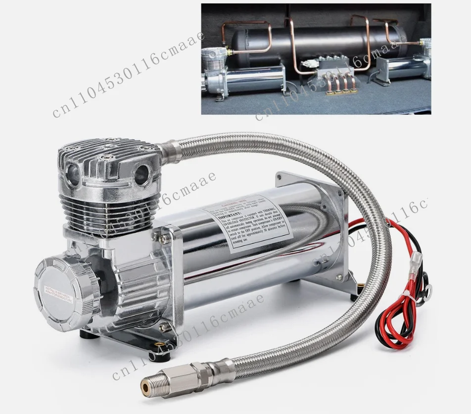 Air Suspension Kit, Universal 12V 480C 3/8 NPT Steel 200PSI Airbag Air Suspension Compressor Pump, Pneumatic Suspension