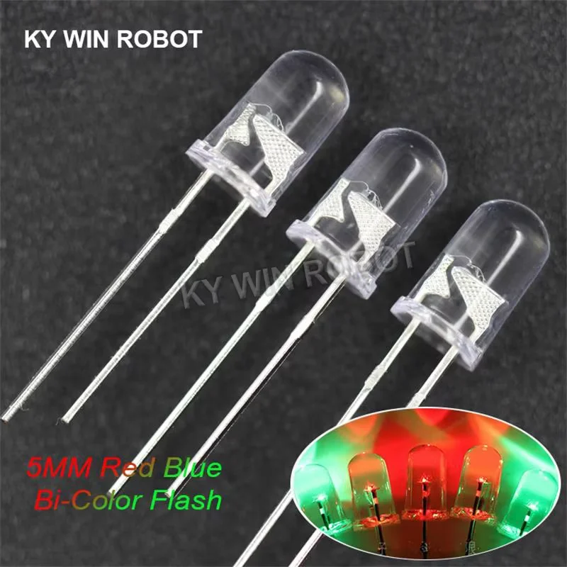 50pcs/lot F5 5mm Flash Red Green Bi-Color Light-Emitting-Diode Automatic Flashing LED Flash Control Blinking 5 mm LED Diode DIY