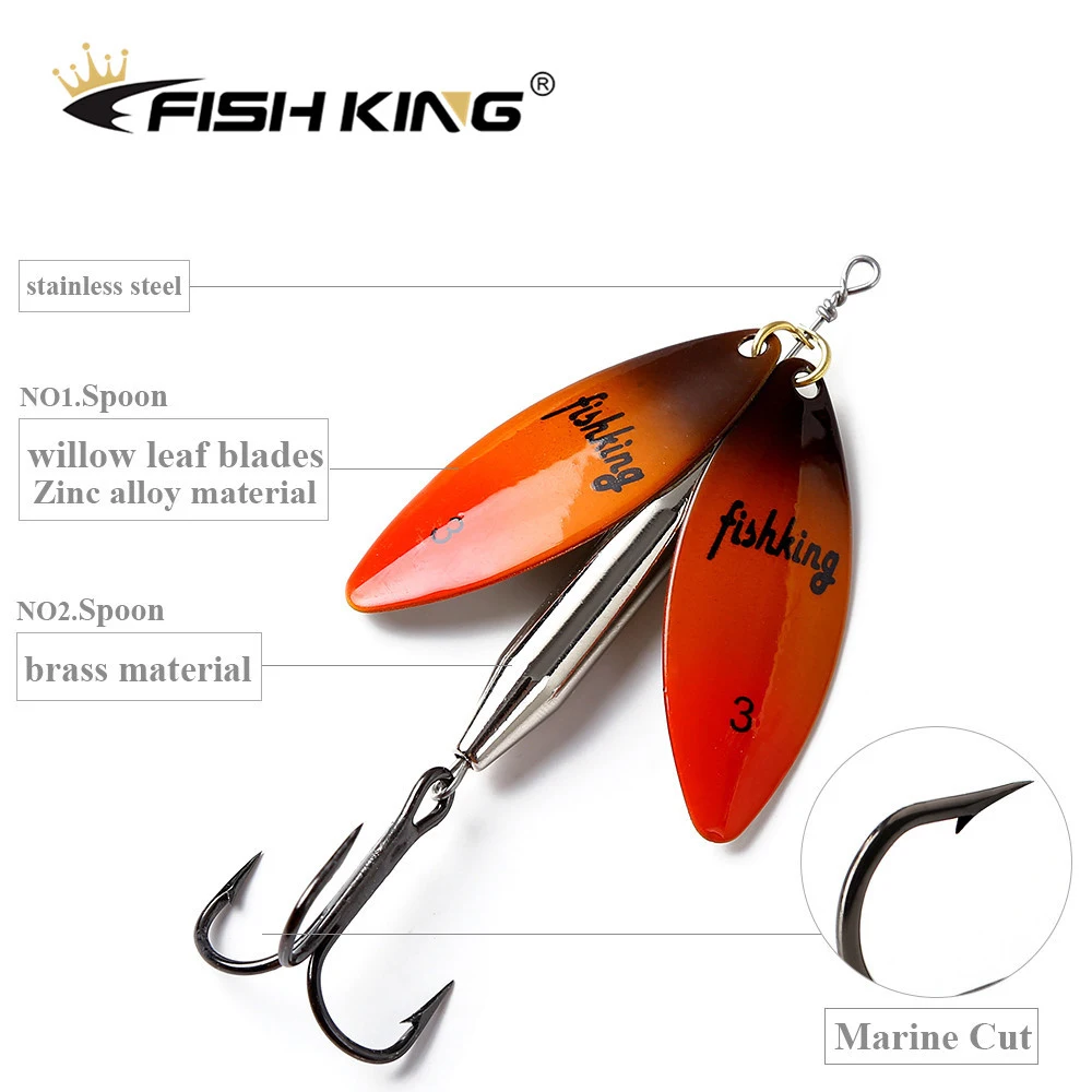 FISH KING Fishing Spinner Blade Metal Lure Double Spoon Spinnerbait Hard Artificial Spinnerbait Jig 100mm 20g