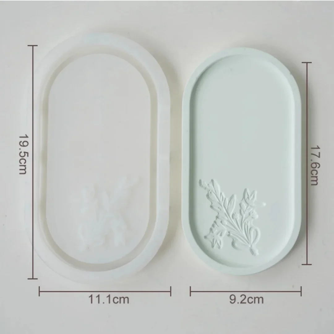 DIY Oval Patterned Aromatherapy Gypsum Tray Silicone Mold  Epoxy Resin Candle Coaster Storage Tray Desktop Decoration Mould