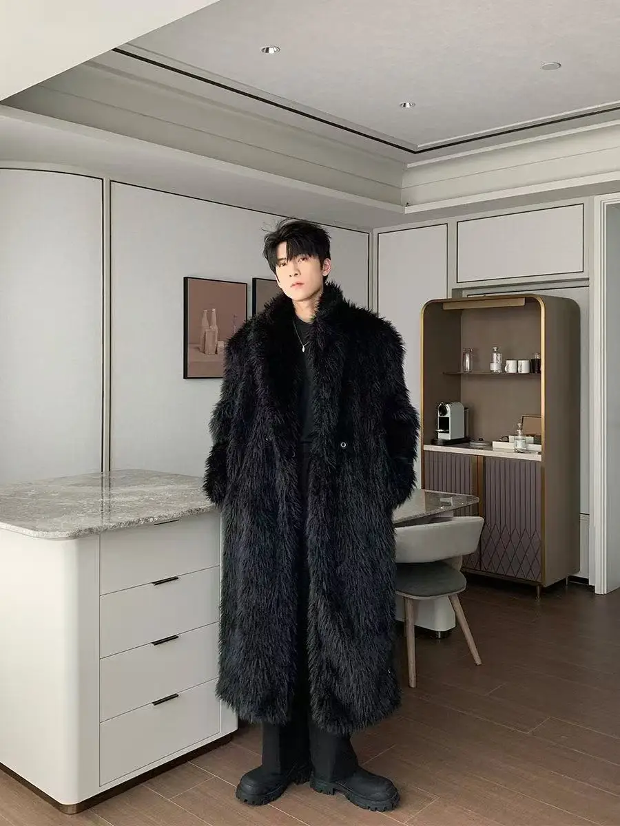 Trendy Thicken Comfortable Warm Overcoat Men's Winter Artificial Fox Fur Outfit Fashion Cold Resistant -20 Degrees Celsius Coat