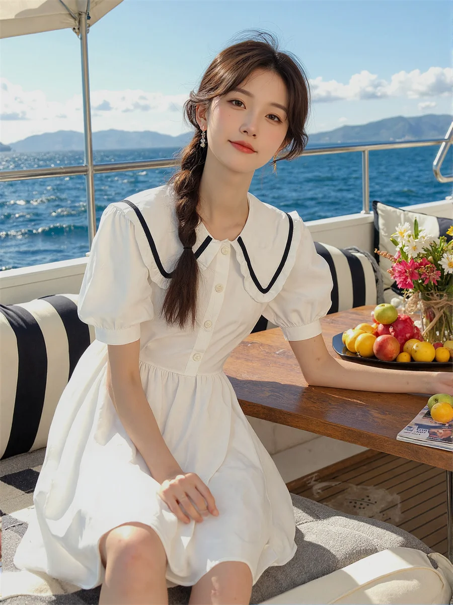 Women'S Dresses Japanese Style Casual Peter Pan Collar Loose Silky Shiny Shinny Sparkly Glitter Sequins Sequined  Beaded