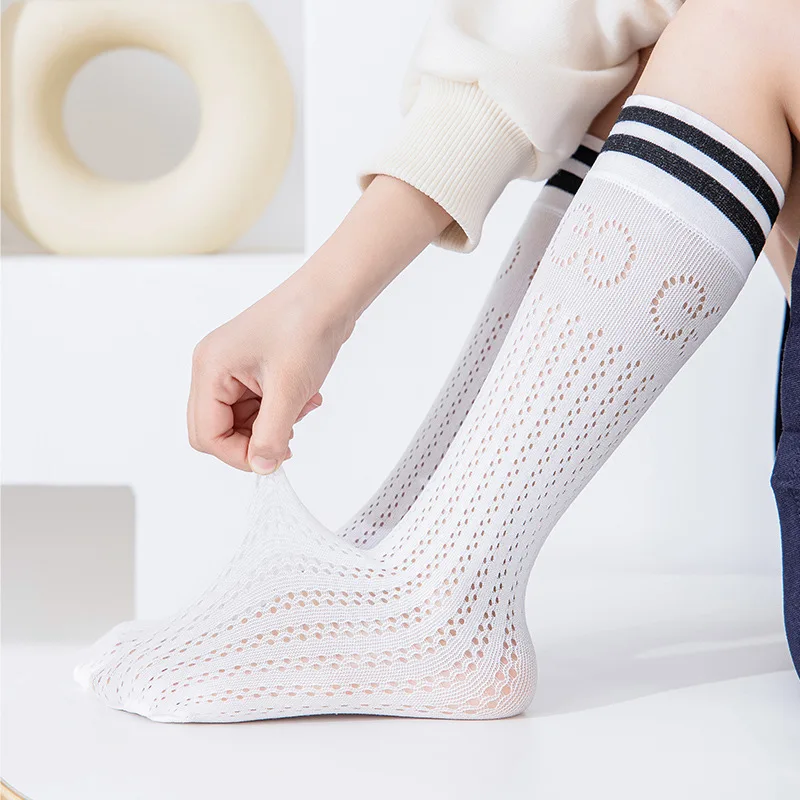 0-3y Spring and summer new mesh breathable children's girls middle-aged kids striped children's socks