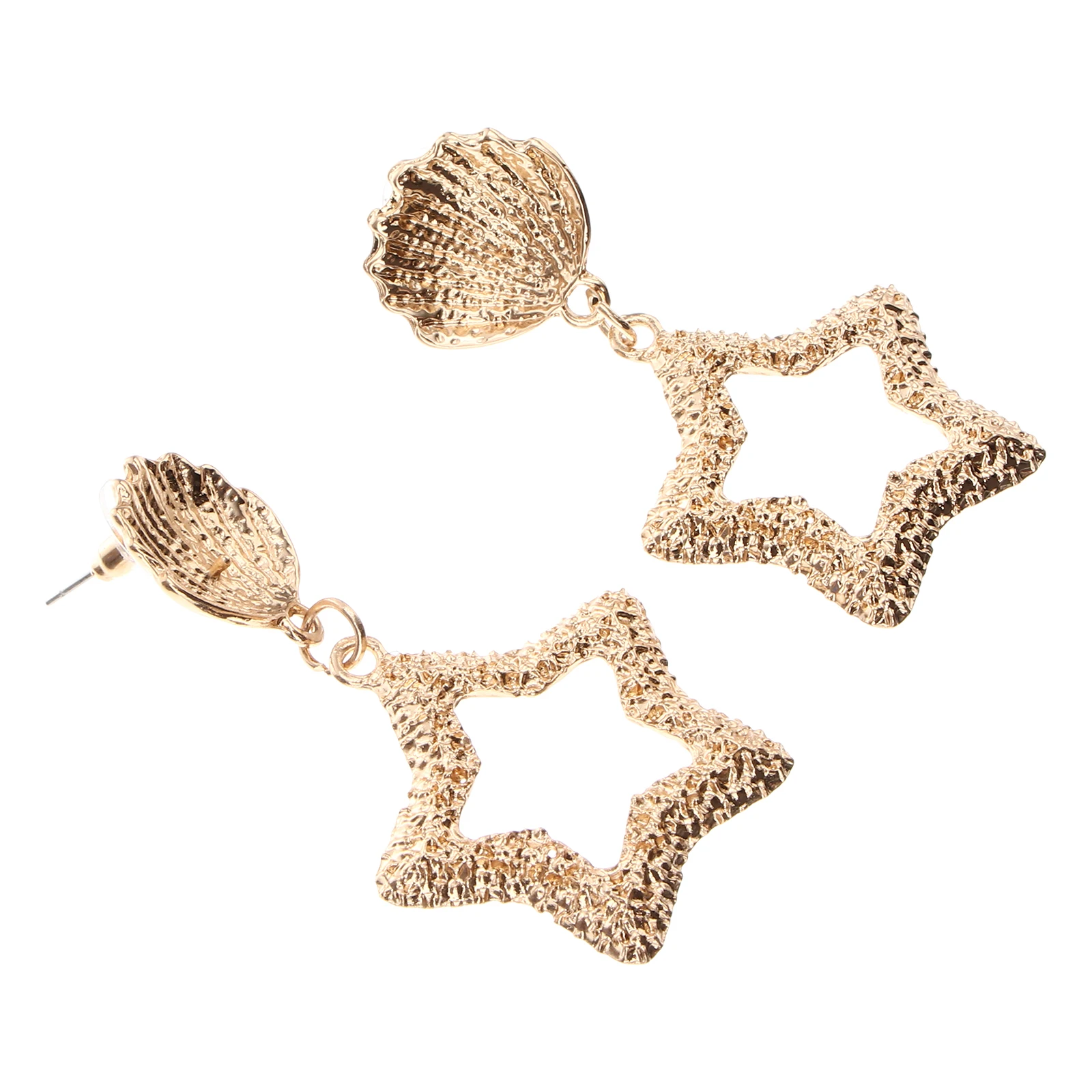 

Relief Earrings Trendy Shell Star Jewelry Alloy Dangles Gift European and American