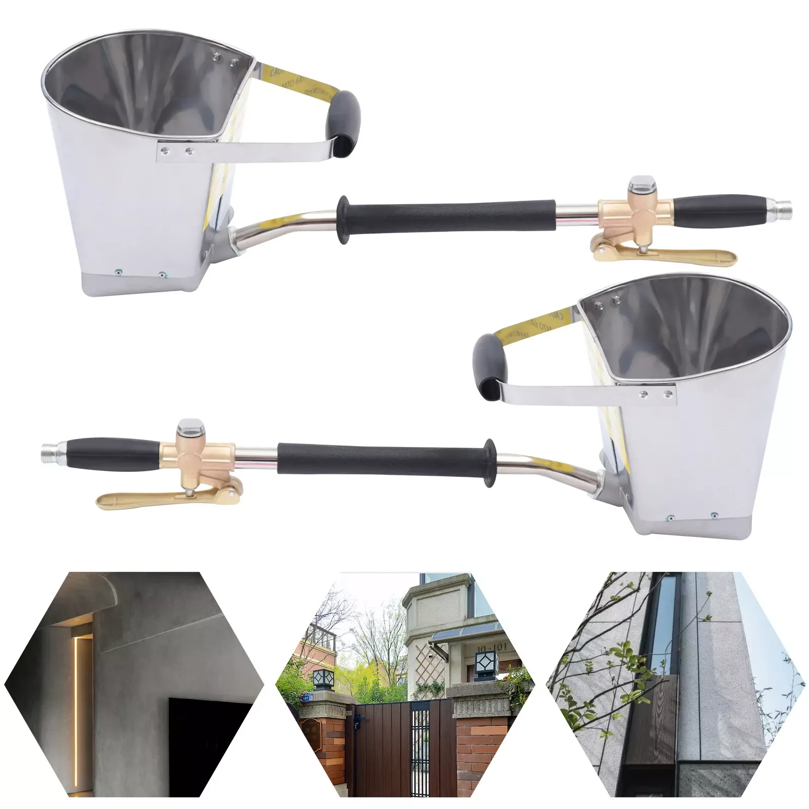 2pcs Cement Mortar Sprayer Hopper 4 Jet Paint Wall Concrete Stucco Spray Gun Tool Pneumatic Cement Mortar Sprayer Gun