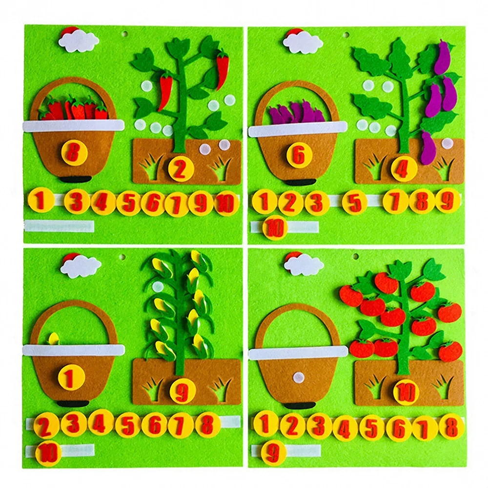 Montessori brinquedos educativos para bebê e criança, brinquedos educativos montessori, contagem, animal, vegetal, diy, não-tecidos, aprendizagem