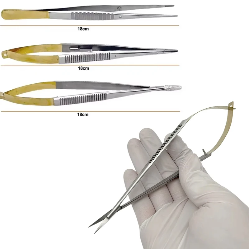 

Стоматологический держатель иглы Castroviejo 18 см из нержавеющей стали, ортодонтические щипцы для имплантатов, хирургический пинцет, прецизионные плоскогубцы, инструмент