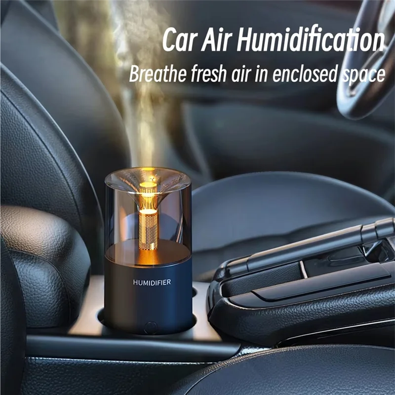 Candlelight Aroma Diffuser Maker Air Humidifier Forhome Car Mini Fragrance Essential Oil Diffuser Black-AC17