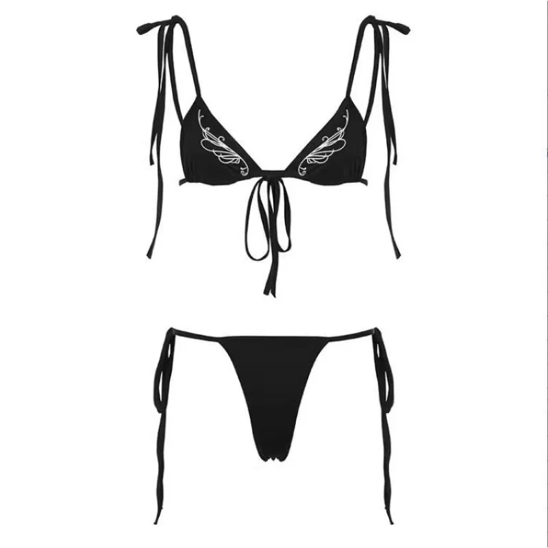 

Новый комплект бикини с вышивкой и контрастными вставками 2026 года, женский купальник в стиле Y2K, сексуальный и милый дизайн, раздельный пляжный бикини с бретельками