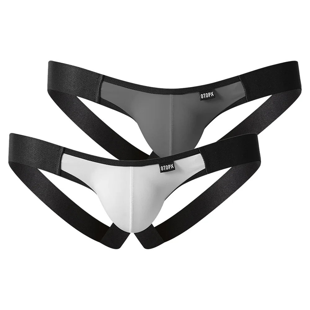 Men\'s Jockstrap Supporter Thongs Open Crotch Low-Rise Elastic Sports Underwear Pump Man Panties Underpants New Thong Panties