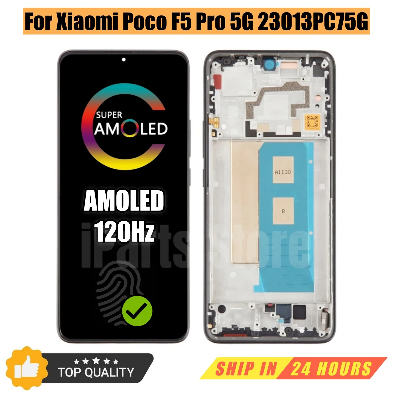 �y�Z�[�����zXiaomi Poco F5 Pro 5G 23013PC75G�p iParts�����f�B�X�v���C 120Hz AMOLED�^�b�`�X�N���[�� �t���[���g�� OEM �S�@�\�Ή�