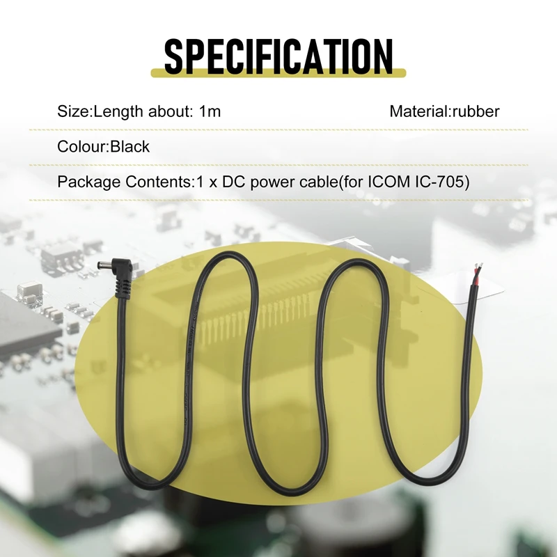 สายไฟ DC มุมขวาสําหรับ ICOM IC-705 Transceiver QRP DC Power Cable
