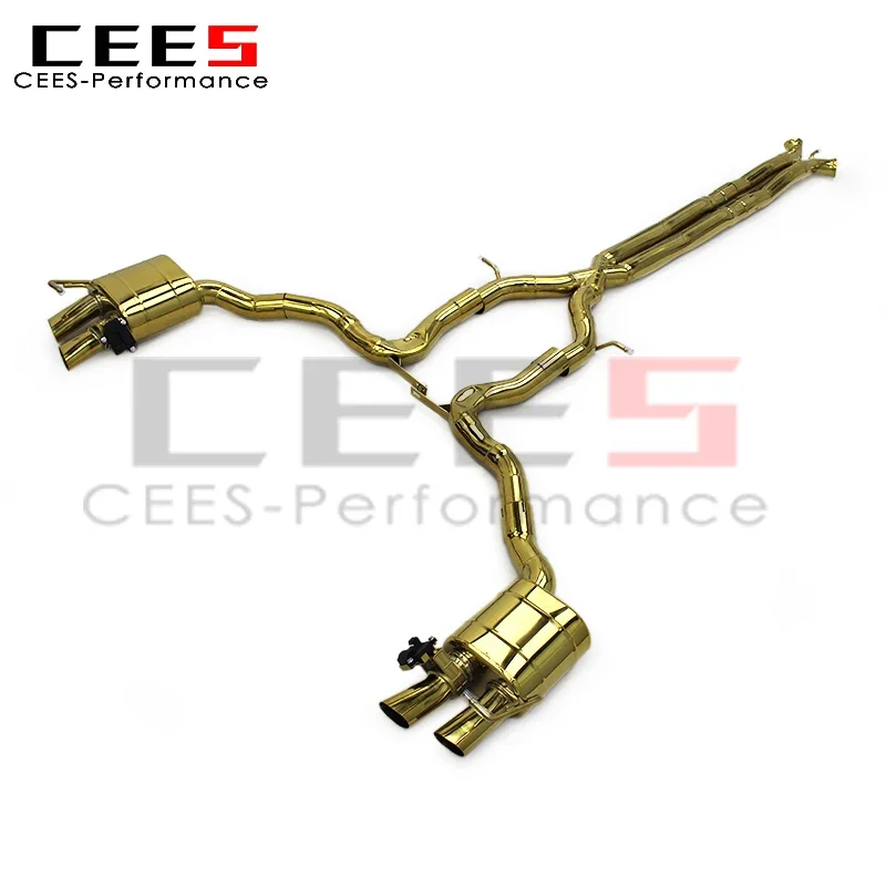 CEES Plating Gold SS304 Catback Exhaust Pipes for Bentley Continental GT V12 2017- Muffler Valvetronic Exhaust System