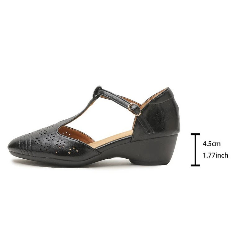 Damen Retro-Loafer mit Ausschnitten in Übergröße, verstellbare T-Riemen-Pumps für den Sommer, Alltag und Pendeln – Detail 4