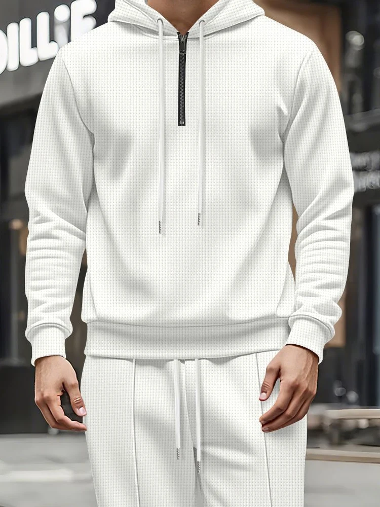 

Spring Fall New Casual Solid Color Hooded Sweatshirt And Pants Sets Mens Tracksuits Fashionable Men's Hoodies Two Pieces Suits