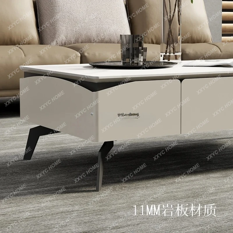 Cream wind coffee table Modern simple storage rock slab coffee table