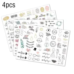 230pcs Wedding Bliss Stickers Waterproof Removable Wedding Theme Love Eucalyptus Leaves Engagement Plan Cute Stickers Package