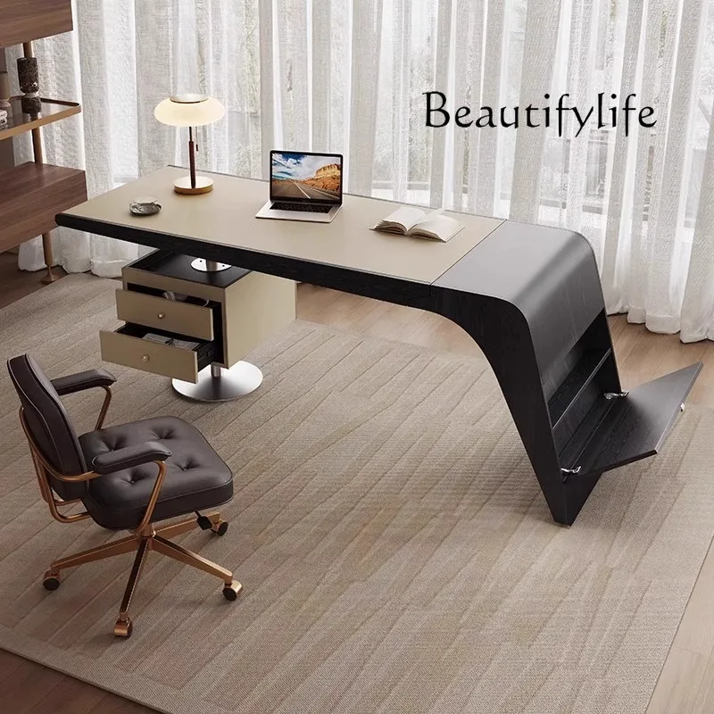 

Desk Italian adult home computer desk Modern light luxury high-end solid wood writing desk