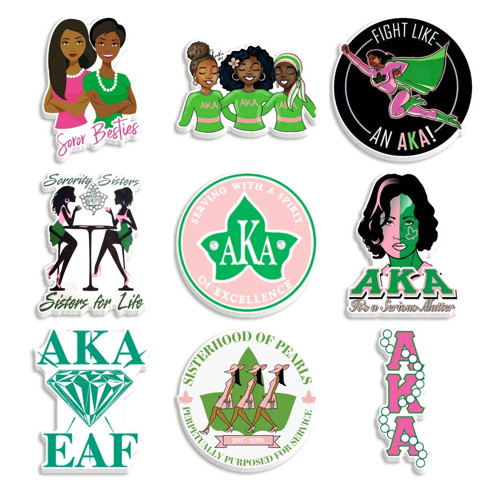 Alpha Kappa Alpha Sorority AKA 10 pz/lotto resina piatta planare acrilico trasparente Glitter acrilico per regalo fai da te ciondoli assortiti