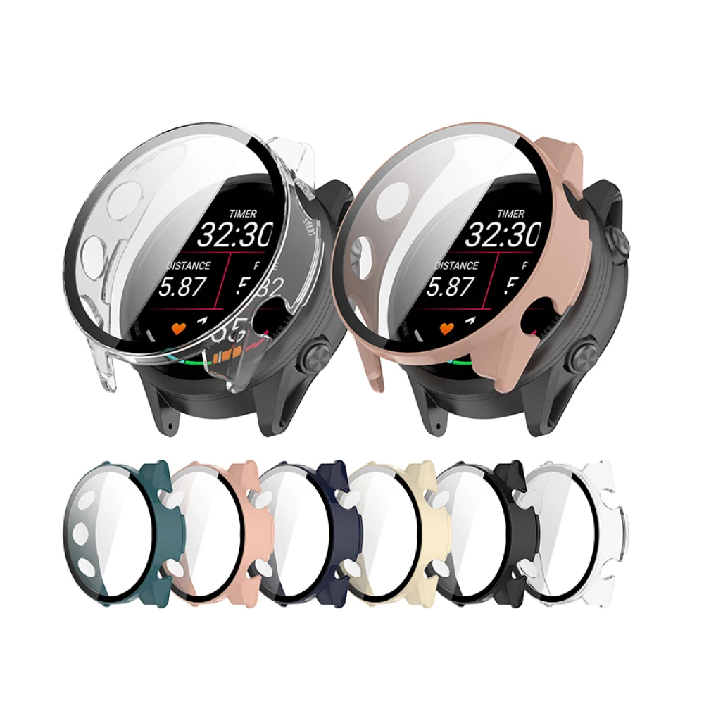 One-Piece Protective Case Smart Watch Cover PC Frame +Tempered Filme Screen Protector for Garmin Forerunner 570 47MM/ 42MM