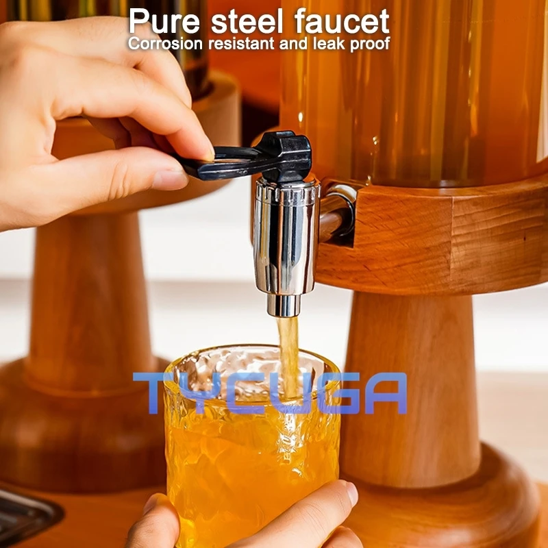 3л/6л/9л прозрачный диспенсер для сока из нержавеющей стали с деревянной подставкой, диспенсер для холодных напитков для вечеринок, ресторанов, отелей