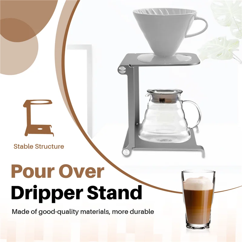 

A7THK-Compact Foldable Coffee Drip Support Stand, Aluminum Alloy For Home And Travel Use Manual Espresso Tool