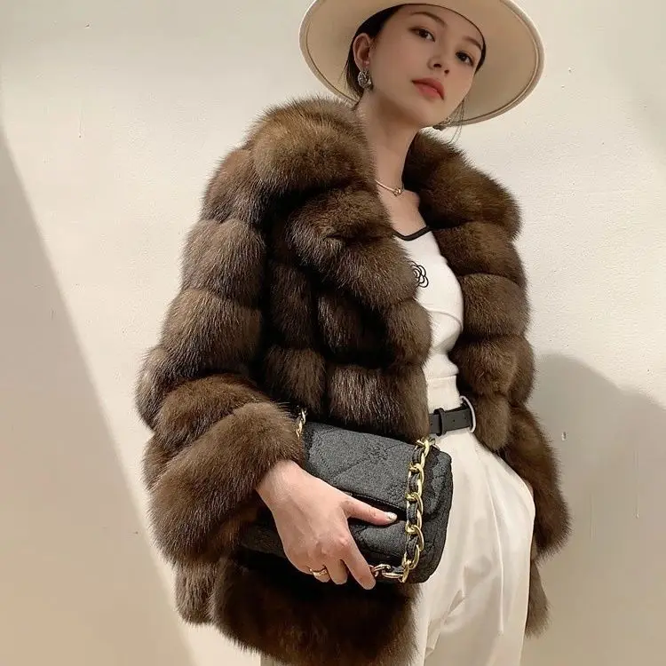 

Faux Fur Elegant Coats Womens Modest Slim Fitting Commute Mother Feminine Lace Up Outfits Panelled Flower Youthful Long High Ins