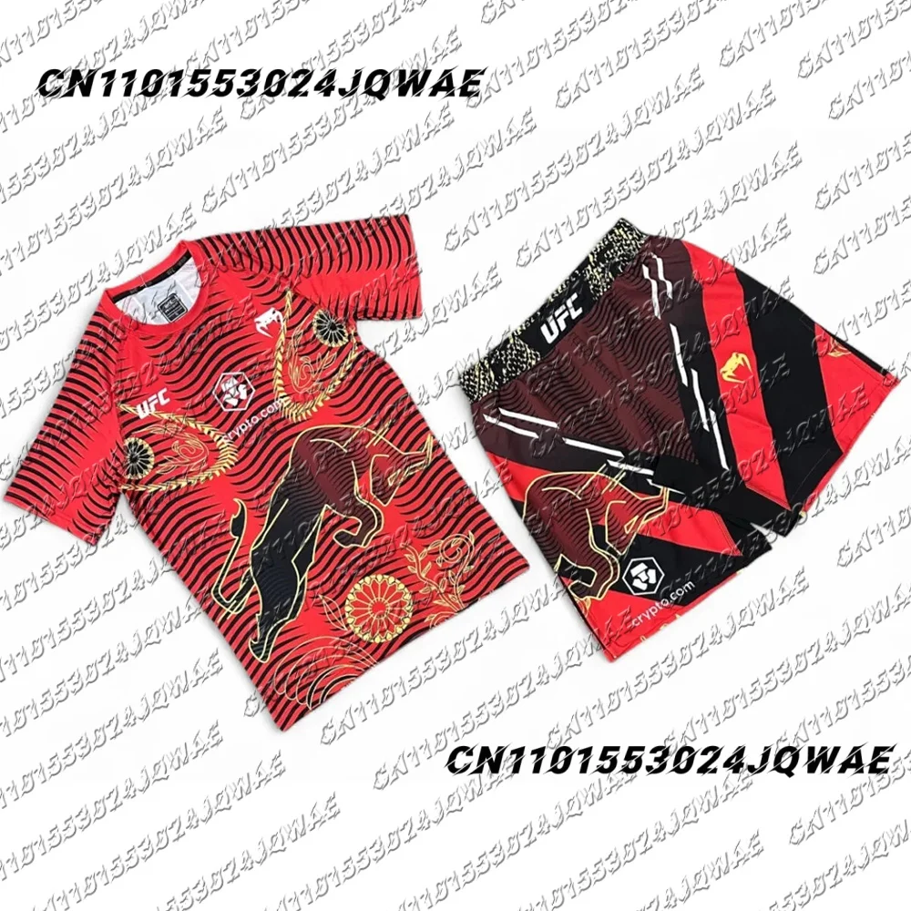 UFC 최고의 파이터 일리아 토프리아 컴뱃 파이팅 이벤트 티셔츠 반바지 남성용 통기성 저지 레슬링 러닝 땀 흡수 세트 ﻿