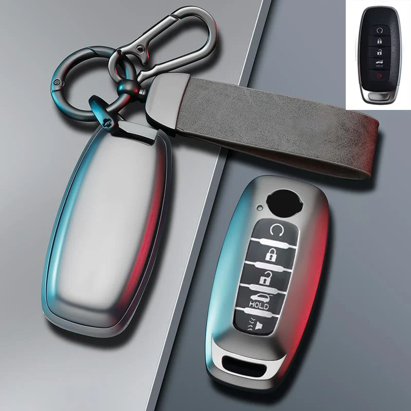 

Metallic Gray TPU for Nissan Rogue Kicks Ariya Versa Pathfinder Ignis X-Trial 2022 2023 4 5 Button Remote Car Key Case Cover Fob
