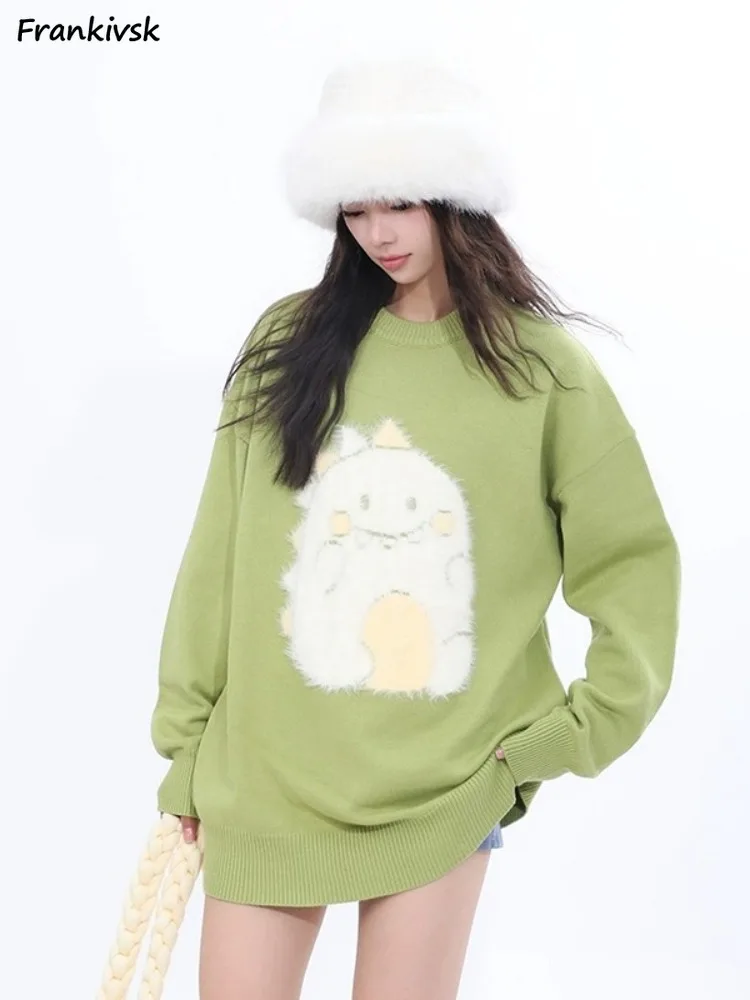 

Cartoon Sweaters Women Lovely Autumn Winter Design Japanese Vintage Baggy Long Sleeve Streetwear Casual Preppy Pullovers Knitted