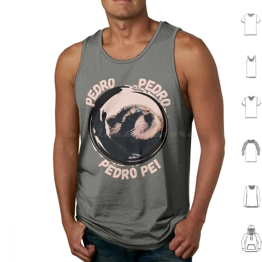 Pedro Dancing Rave Raccoon Tank Tops Print Cotton Pedro Pedro Pe Racoon Raccoon Cute Meme Rave Rave Racoon Viral Jaxomy