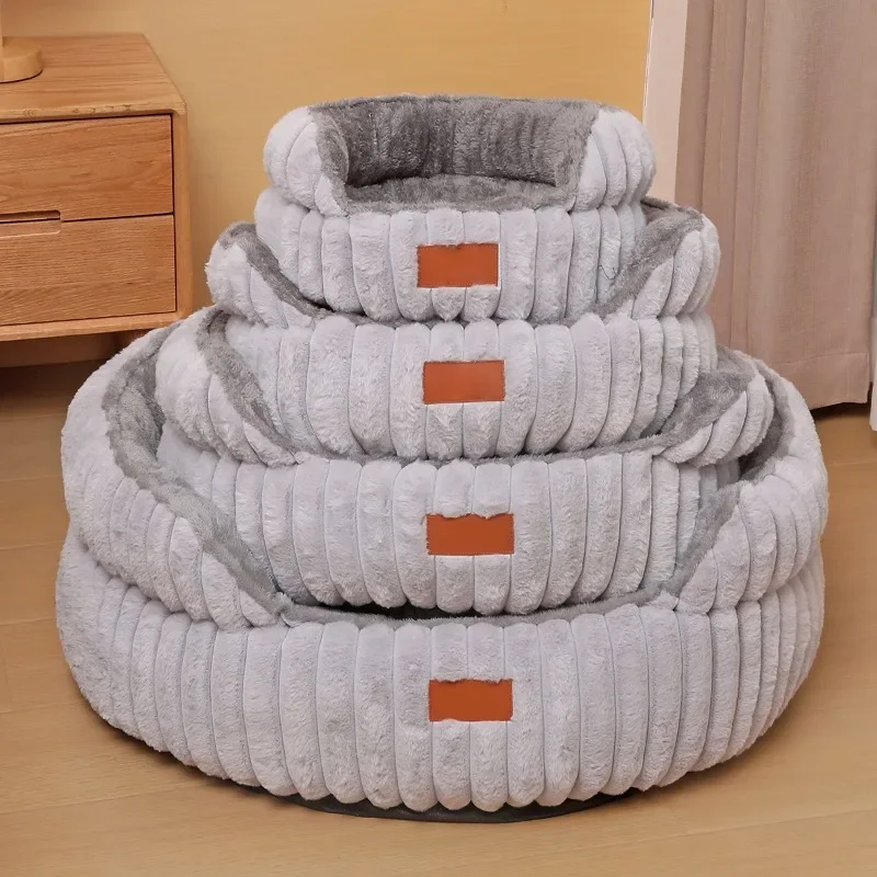 

Круглые плюшевые пушистые гнездовые кровати для кошек, собак, подушки для домашних животных, уютные для домашних кошек или маленьких собачьих гнезд, пончик, спокойный анти-тревожный коврик для собак