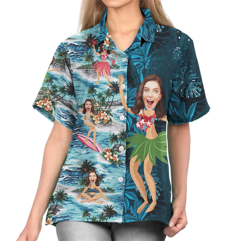 

Custom Face Hawaiian Shirt Funny Summer Beach Shirt Personalized Tropical Vacation Party Gift For Men Dad 3D Printed Shirt