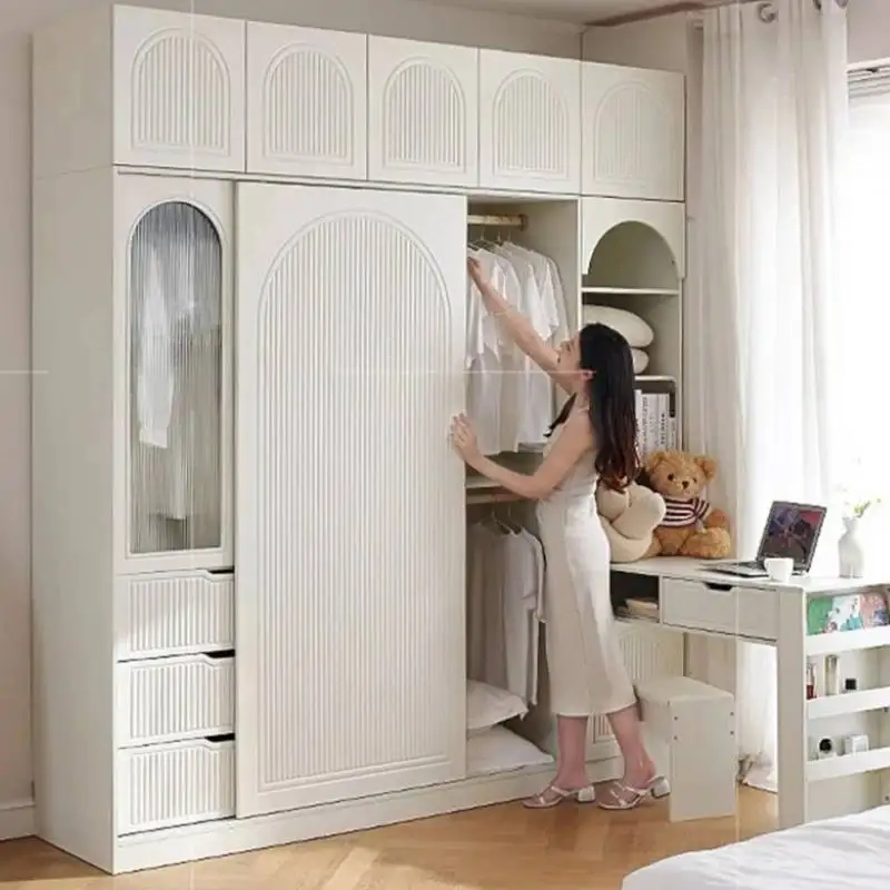 Nuovo armadio estetico moderno di lusso in legno bianco camera da letto armadio portaoggetti multifunzione Armario Para Ropa mobili per camera