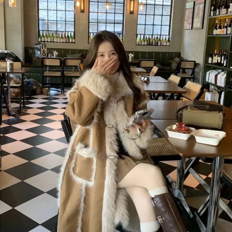 Fashionable Outcoat Faux Fur One-piece Faux Fox Coat Loose Fluffy and Thickened Fur Coat Warm Jacket Off-season Treatment Coat