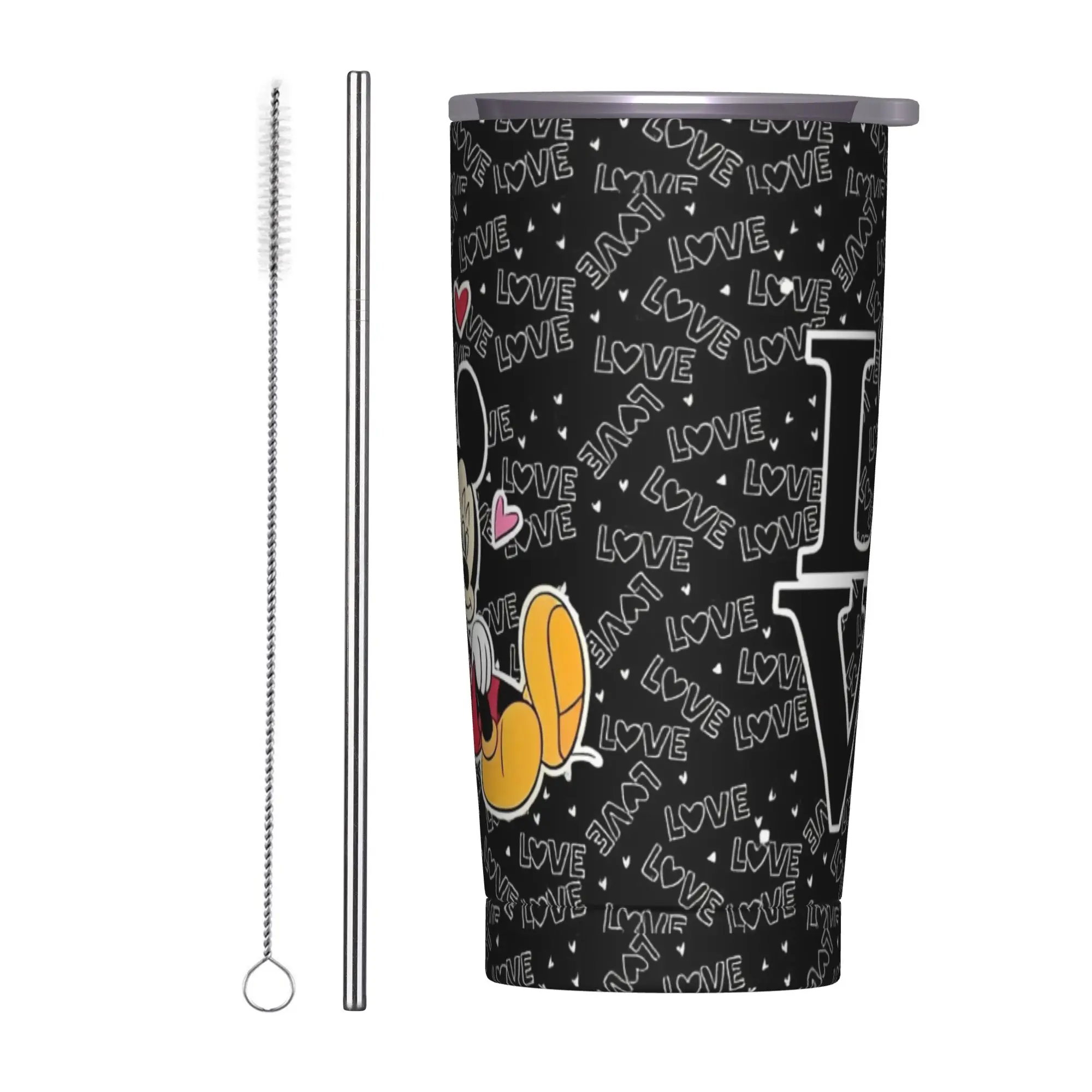 

Mickey Minnie Cartoon Tumbler Vacuum Insulated Coffee Cups Vacuum Flask School Mug Spill Proof, 20oz