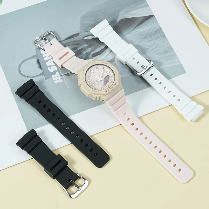 المطاط حزام ل كاسيو G-SHOCK GM-S2100 النساء الراتنج الإفراج السريع مقاوم للماء حزام الساعات خاص محدب سوار إكسسوارات