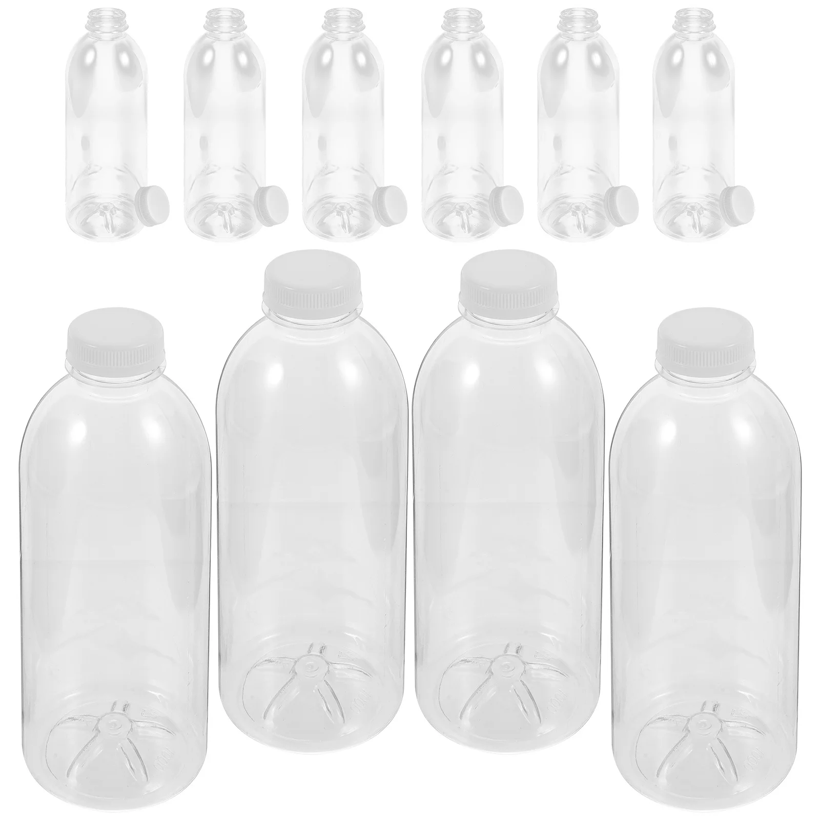 10 szt. Plastikowych Butelek na Sok Przenośne Puste Buteleczki na Mleko Napoje z Szczelnym Korekem do Napojów Butelka na Mleko Pusta Butelka