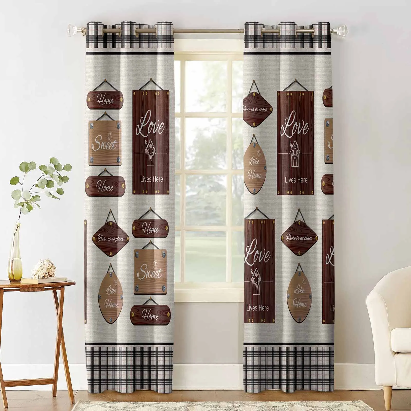 Quotations On Plaques And Wooden Boards Curtains For Windows Drapes Modern Printing Curtain For Living Room Bedroom