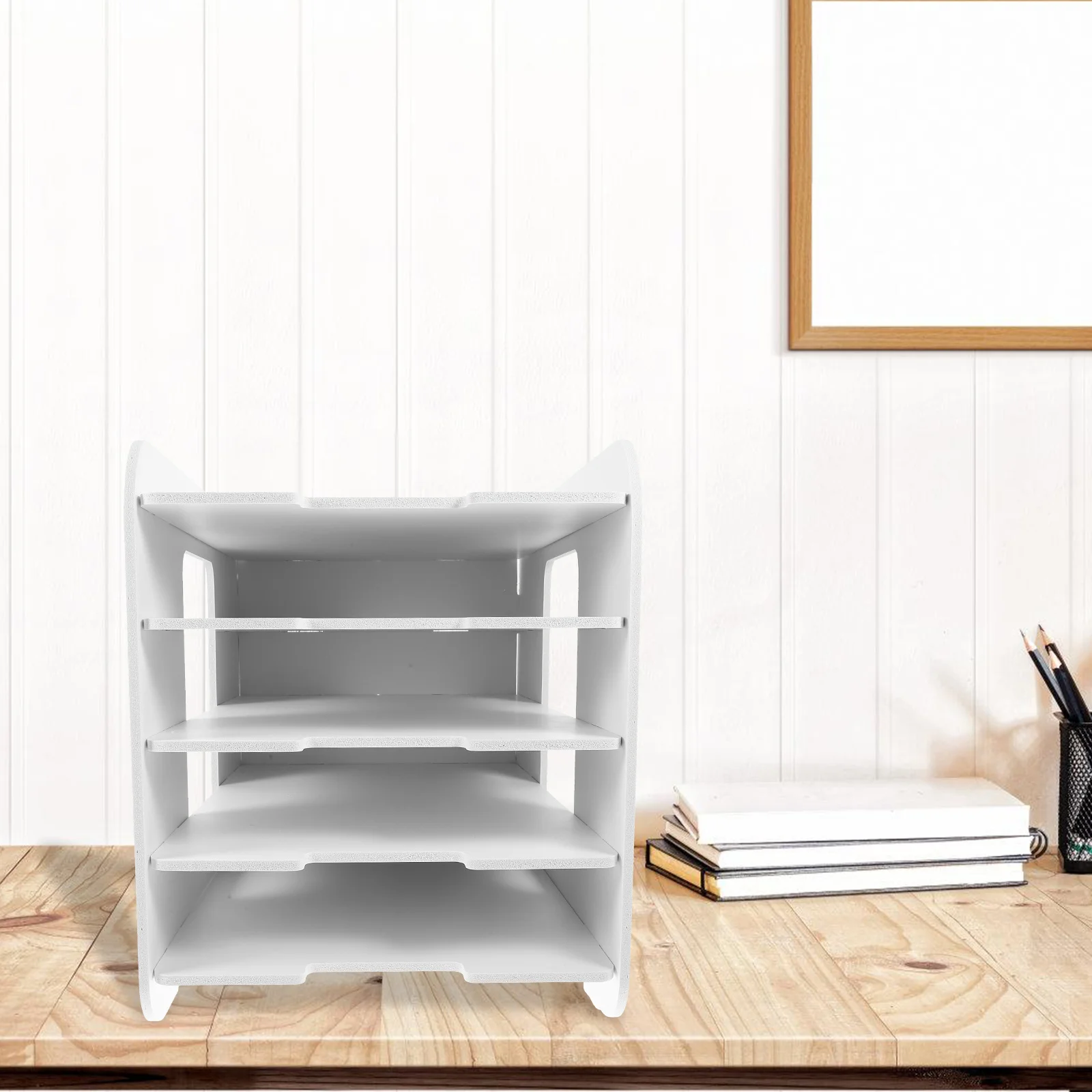 

A4 5 Layers Document Rack File ganizer White WPC Large Capacity Stackable Office Supplies Magazine St Folder Holder Storage Desk