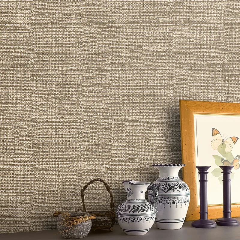 Japanese Solid Color Straw Linen Wallpaper Non-woven Flax Wall Paper Roll Living Room Bedroom TV Background Wall Home Decor